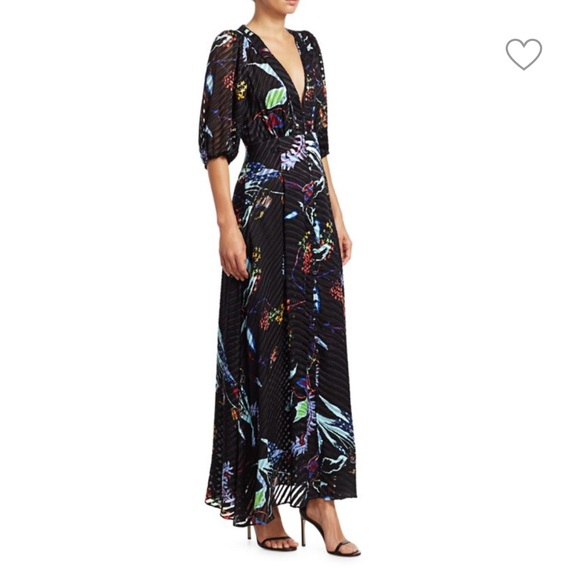 TANYA TAYLOR Ariela Burnout Striped Floral Stretch-Silk Maxi Dress WORN ONCE 4 - Picture 5 of 6